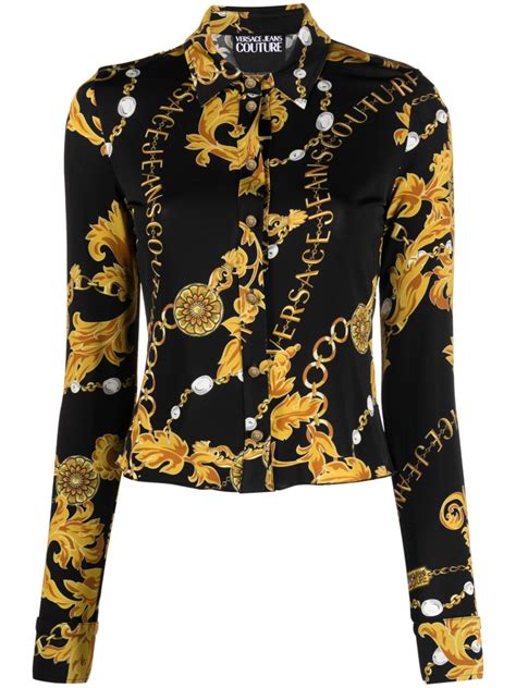 versace dotted long sleeve trim fit shirt|Versace Jeans Couture Chain Couture long.